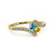3 - Eleni London Blue Topaz and Yellow Sapphire with Side Diamonds Bypass Ring 