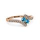 3 - Eleni London Blue Topaz with Side Diamonds Bypass Ring 