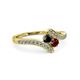 3 - Eleni Black Diamond and Ruby with Side Diamonds Bypass Ring 