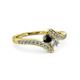 3 - Eleni Black and White Diamond with Side Diamonds Bypass Ring 