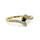 3 - Eleni Black Diamond and White Sapphire with Side Diamonds Bypass Ring 