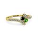 3 - Eleni Black Diamond and Green Garnet with Side Diamonds Bypass Ring 