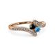 3 - Eleni Black Diamond and Blue Topaz with Side Diamonds Bypass Ring 