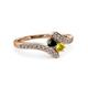 3 - Eleni Black Diamond and Yellow Sapphire with Side Diamonds Bypass Ring 