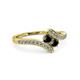 3 - Eleni Black Diamond with Side Diamonds Bypass Ring 