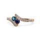 1 - Eleni Blue Diamond and Blue Sapphire with Side Diamonds Bypass Ring 