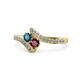 1 - Eleni Blue Diamond and Ruby with Side Diamonds Bypass Ring 