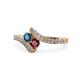 1 - Eleni Blue Diamond and Ruby with Side Diamonds Bypass Ring 