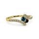 3 - Eleni Blue and Black Diamond with Side Diamonds Bypass Ring 