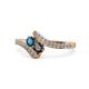 1 - Eleni Blue and Black Diamond with Side Diamonds Bypass Ring 