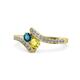 1 - Eleni Blue and Yellow Diamond with Side Diamonds Bypass Ring 