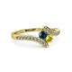 3 - Eleni Blue and Yellow Diamond with Side Diamonds Bypass Ring 