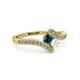3 - Eleni Blue Diamond and White Sapphire with Side Diamonds Bypass Ring 