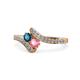 1 - Eleni Blue Diamond and Pink Tourmaline with Side Diamonds Bypass Ring 