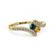 3 - Eleni Blue Diamond and Citrine with Side Diamonds Bypass Ring 