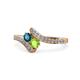 1 - Eleni Blue Diamond and Peridot with Side Diamonds Bypass Ring 