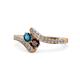 1 - Eleni Blue Diamond and Red Garnet with Side Diamonds Bypass Ring 