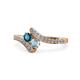 1 - Eleni Blue Diamond and Aquamarine with Side Diamonds Bypass Ring 