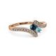 3 - Eleni Blue Diamond and Aquamarine with Side Diamonds Bypass Ring 