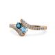 1 - Eleni Blue Diamond and Blue Topaz with Side Diamonds Bypass Ring 