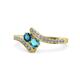 1 - Eleni Blue Diamond and London Blue Topaz with Side Diamonds Bypass Ring 