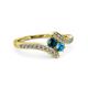3 - Eleni Blue Diamond and London Blue Topaz with Side Diamonds Bypass Ring 