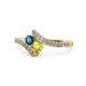 1 - Eleni Blue Diamond and Yellow Sapphire with Side Diamonds Bypass Ring 