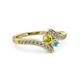 3 - Eleni Yellow Diamond and Aquamarine with Side Diamonds Bypass Ring 