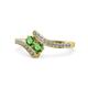 1 - Eleni Green Garnet with Side Diamonds Bypass Ring 