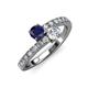 3 - Delise 5.00mm Round Blue Sapphire and Diamond with Side Diamonds Bypass Ring 