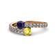 1 - Delise 5.00mm Round Blue and Yellow Sapphire with Side Diamonds Bypass Ring 