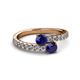 2 - Delise 5.00mm Round Blue Sapphire with Side Diamonds Bypass Ring 