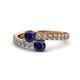 1 - Delise 5.00mm Round Blue Sapphire with Side Diamonds Bypass Ring 