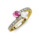 3 - Delise 5.00mm Round Pink and White Sapphire with Side Diamonds Bypass Ring 