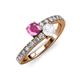 3 - Delise 5.00mm Round Pink and White Sapphire with Side Diamonds Bypass Ring 