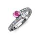 3 - Delise 5.00mm Round Pink Sapphire and Diamond with Side Diamonds Bypass Ring 