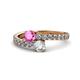 1 - Delise 5.00mm Round Pink Sapphire and Diamond with Side Diamonds Bypass Ring 