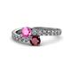 1 - Delise 5.00mm Round Pink Sapphire and Ruby with Side Diamonds Bypass Ring 