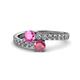 1 - Delise 5.00mm Round Pink Sapphire and Rhodolite Garnet with Side Diamonds Bypass Ring 