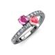 3 - Delise 5.00mm Round Pink Sapphire and Pink Tourmaline with Side Diamonds Bypass Ring 