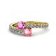 1 - Delise 5.00mm Round Pink Sapphire and Pink Tourmaline with Side Diamonds Bypass Ring 