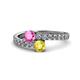 1 - Delise 5.00mm Round Pink and Yellow Sapphire with Side Diamonds Bypass Ring 