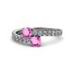 1 - Delise 5.00mm Round Pink Sapphire with Side Diamonds Bypass Ring 