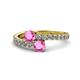 1 - Delise 5.00mm Round Pink Sapphire with Side Diamonds Bypass Ring 