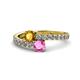 1 - Delise 5.00mm Round Citrine and Pink Sapphire with Side Diamonds Bypass Ring 