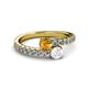 2 - Delise 5.00mm Round Citrine and White Sapphire with Side Diamonds Bypass Ring 