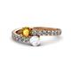 1 - Delise 5.00mm Round Citrine and White Sapphire with Side Diamonds Bypass Ring 