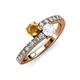 3 - Delise 5.00mm Round Citrine and White Sapphire with Side Diamonds Bypass Ring 