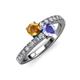 3 - Delise 5.00mm Round Citrine and Tanzanite with Side Diamonds Bypass Ring 
