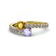 1 - Delise 5.00mm Round Citrine and Tanzanite with Side Diamonds Bypass Ring 